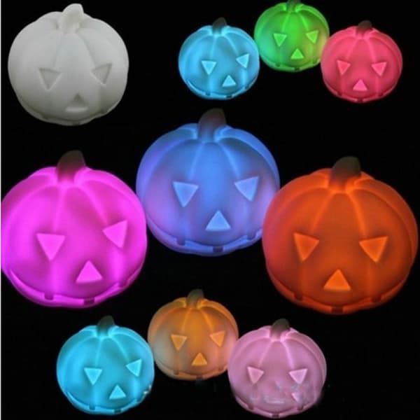 Blinkende fargerik LED Light Pumpkin Night Lantern (3 stk)