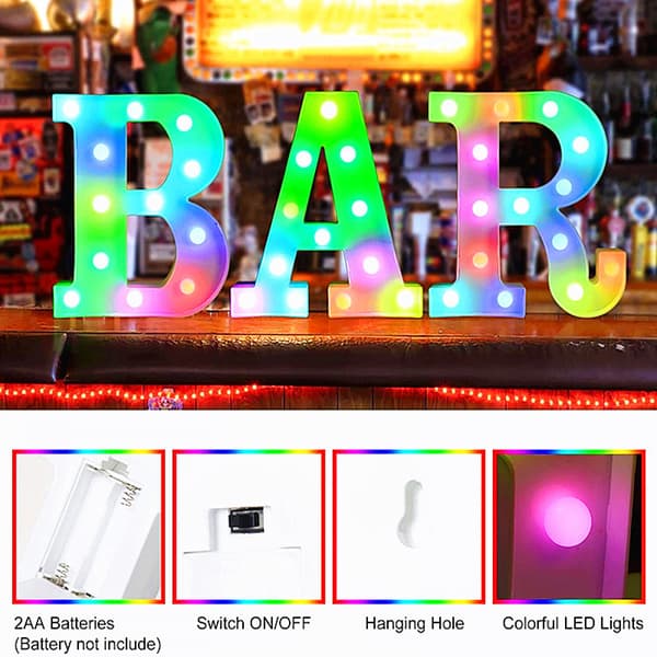 Fargerike LED Marquee Bokstavlamper med Fjernkontroll Lig