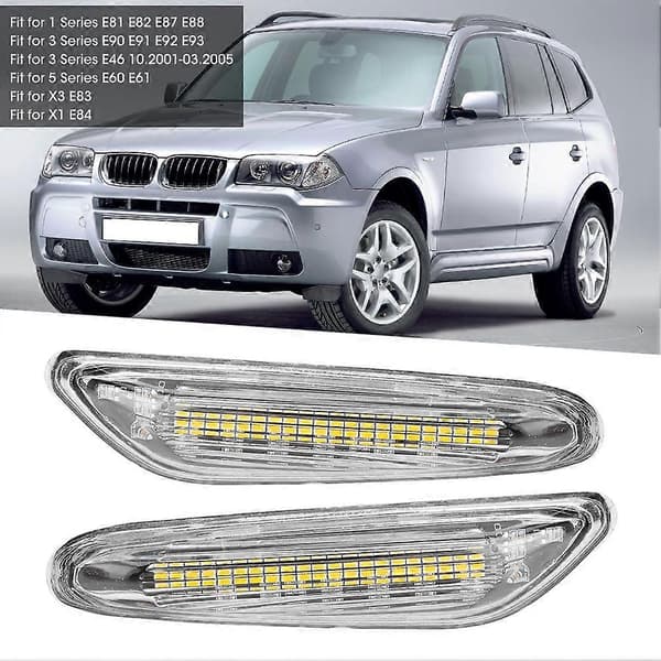 Pari LED-dynaamisia virtaavia sivuvilkkuja, sopii malleihin E90 E91 E92 E93 E60 E87 E82 E46 Valkoinen