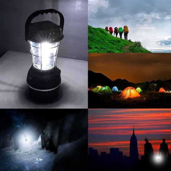 Solcellelanterne, Ultra Lys LED Campinglys, 5 Opladningsmetoder