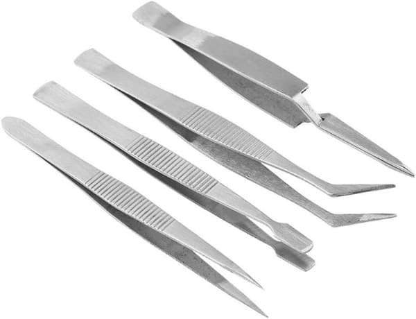 Sæt med 4 professionelle pincetter i rustfrit stål
