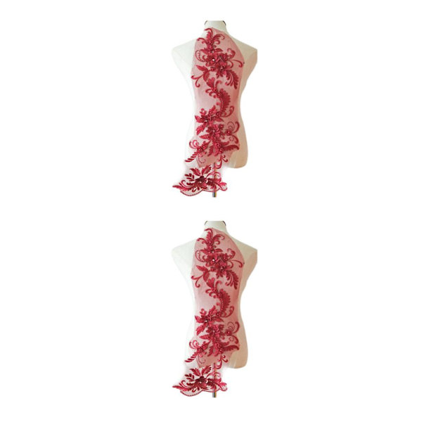 1/2/3/5 Lace Applique Patch Snygg och trendig dekoration Wine red 2Set