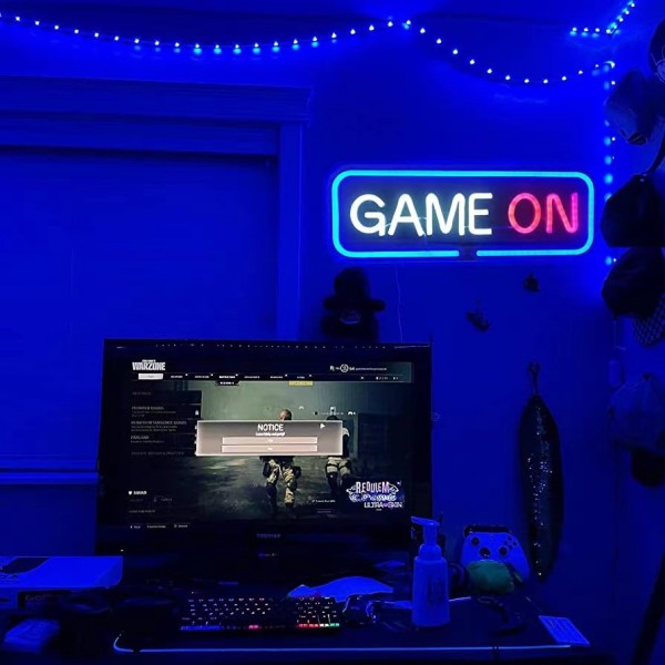 Neon Game On Neon de Gamer LED Neon Vägglampa dekoration