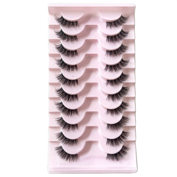 Halvvipper Naturlig utseende Wispy Cat-Eye Vipper D løsvipper Fluffy-Myke 10 Par syntetiske fibre falske vipper sett 3