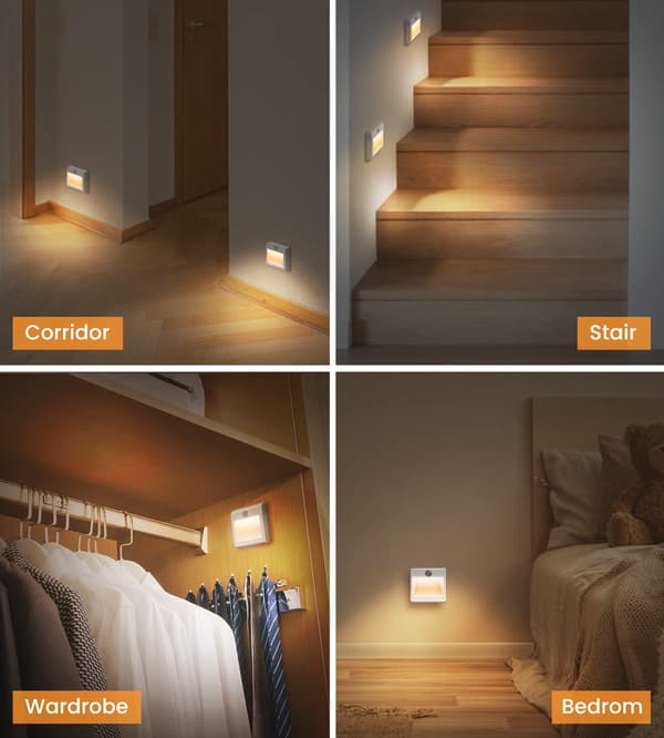 Automatisk LED-nattlys [2-pakning], nattlys med Motion Senso