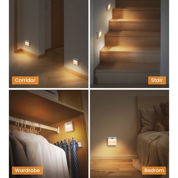 Automatiskt LED-nattljus [2-pack], nattljus med Motion Senso
