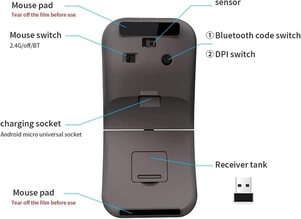 Trådløs Bluetooth-mus til bærbar computer