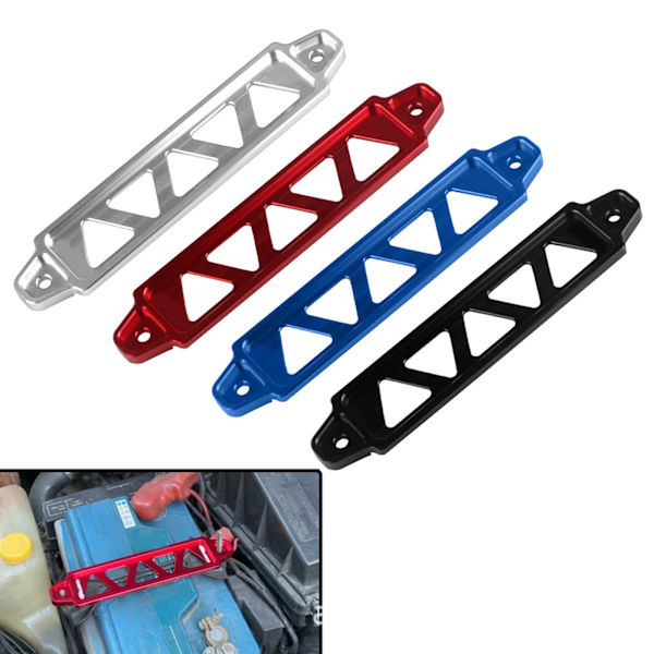 Universal aluminiumbatteri Fäst fäste Hållare Clamp Stabilisator 5-håls bilbatteri för att binda fast stag Justerbart ställ Black
