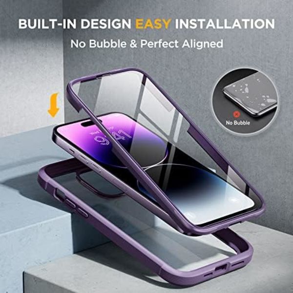 Miracase Glass Series Designad för iPhone 14 Pro Max Case 6,7 tum, [2023 Upgrade] Bumper Case med inbyggd 9H härdat glas Scr Noble Purple
