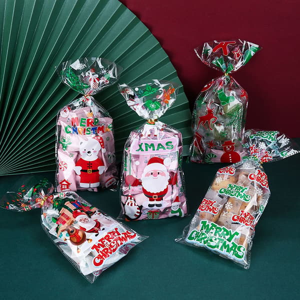 50 stk. julegodteposer i plast Julekager gaveposer A2 onesize