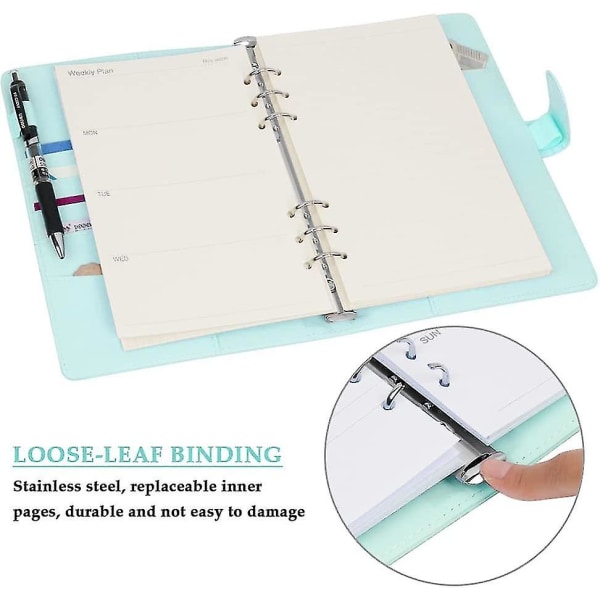 A5 Dagbog Perm Cover Pu Læder Ringbind 6 Ringe Genopfyldelig notesbog perm