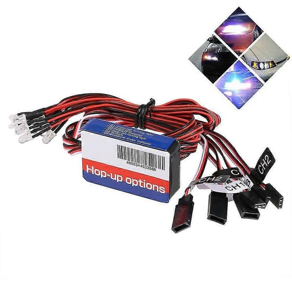 12 LED-belysningssett Styring Brems Simulering Blitslys for 1/10 Yokomo Tamiya HSP HPI RC Bil