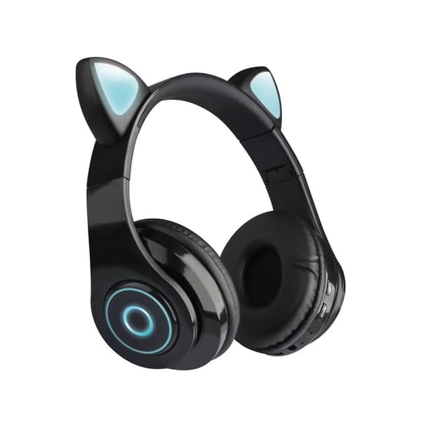 (Sort) Hovedtelefoner med LED-lys on-ear hovedtelefoner