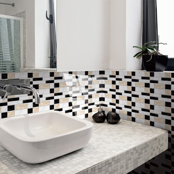 24 stk. selvklæbende mosaik 10x20cm - gul sort, køkken sal