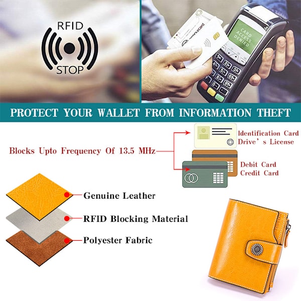 Dam liten plånbok Läder Bi-fold Compact Rfid Bling Small Ladi