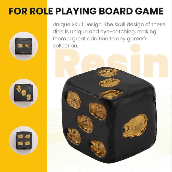 Kranie terninger 6-sidet knogle unik gave gamer til rollespil brætspil til Halloween, 10 stk sort
