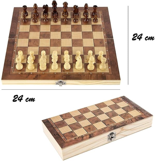 Sett Tre sjakkbrett Håndlagde leker 24*24cm