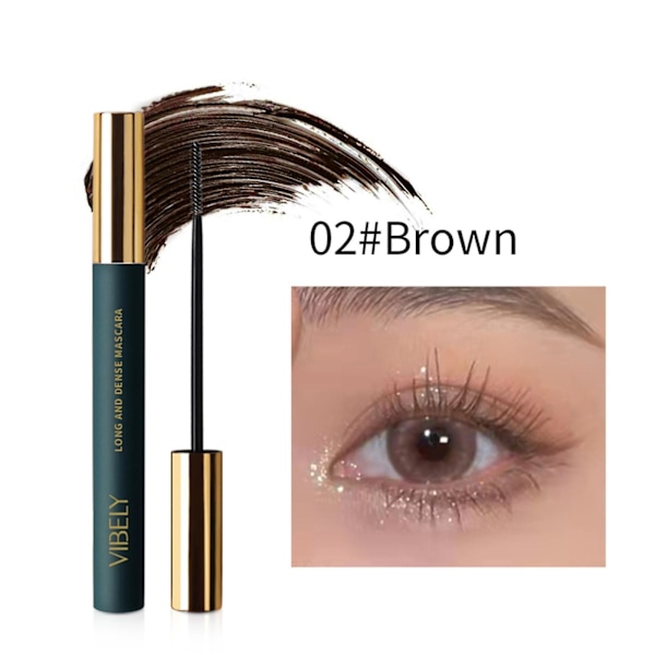 Vibely Ohut Paksu Erittäin hieno harjaspää Vihreä Tuubi Värimascara Taivuttava Luonnollinen Vedenkestävä Mascara Brown