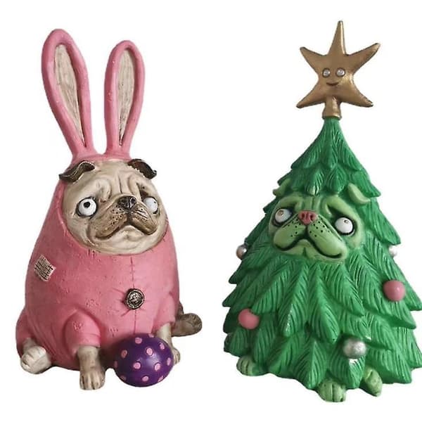 Kanin Hundleksaker Statyetter, Jul Halloween Doll Ornament, Heminredning GREEN