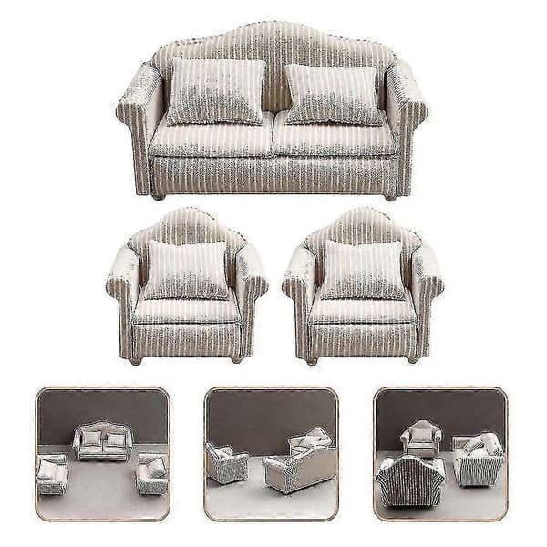 3 stk Miniatyr Sofa Modell Dukkehus Møbler Sofa Miniatyr Sofa Modell Miniatyr Sofapute