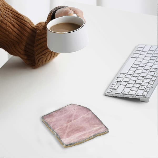 2 stk Agatskive Rosa Agat Coaster Tekoppbrett Dekorativ