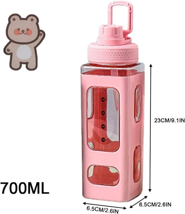 700 ml vattenflaska med sugrör - rosa, sportvattenflaska