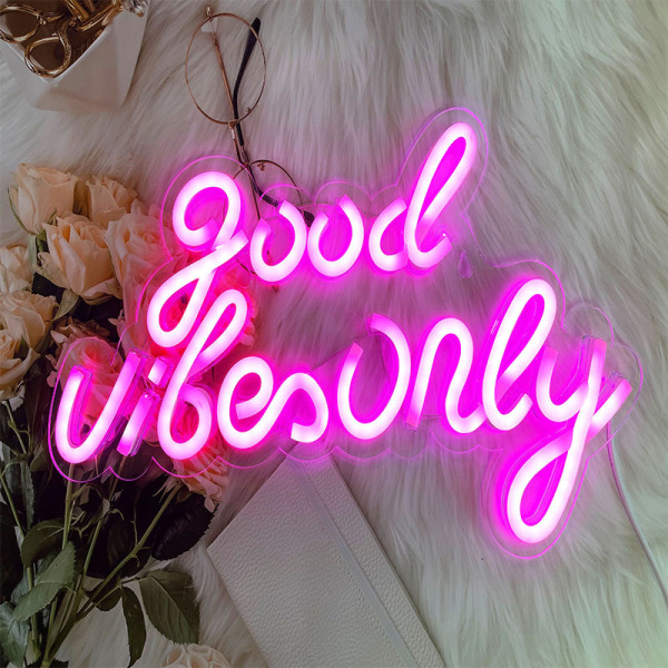1st Good Vibes Only Neonskylt Rosa USB LED-ordljusskylt Neon S
