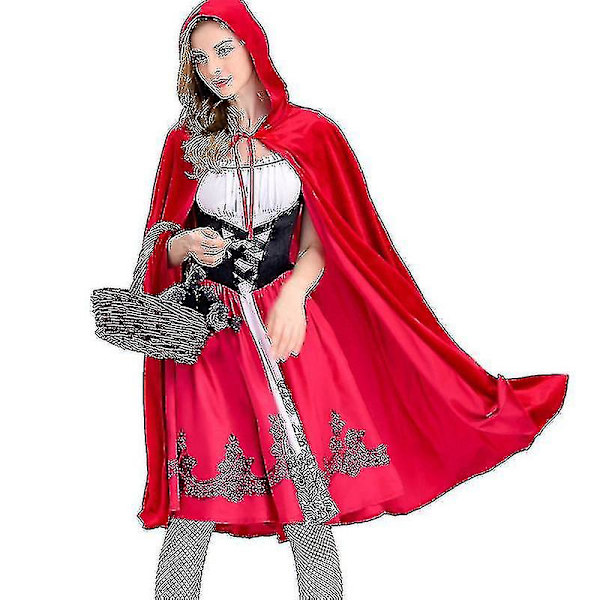 Rödluvan Kvinnor Cosplay Dräkt Cape Cloak Finklänning L