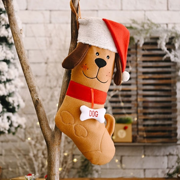 Hund julstrumpor Godissockor LJUSBRUN