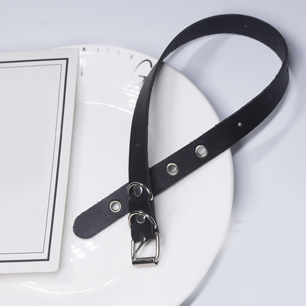 Punk läder choker krage Utsökt justerbart spänne halsband gotisk nyckelbenskedja Sexig svart halsband present till biker