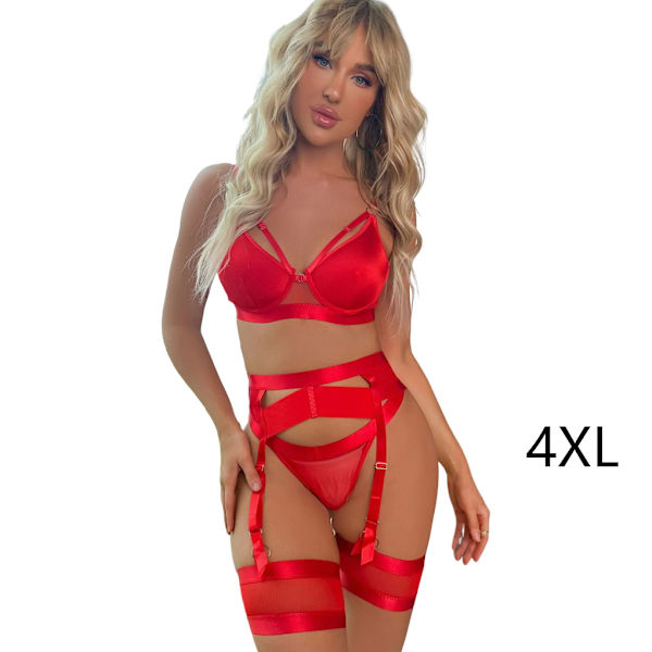 4 delar/ set Kvinnor Sexiga Strumpeband Underkläder Girls Night Club 4XL