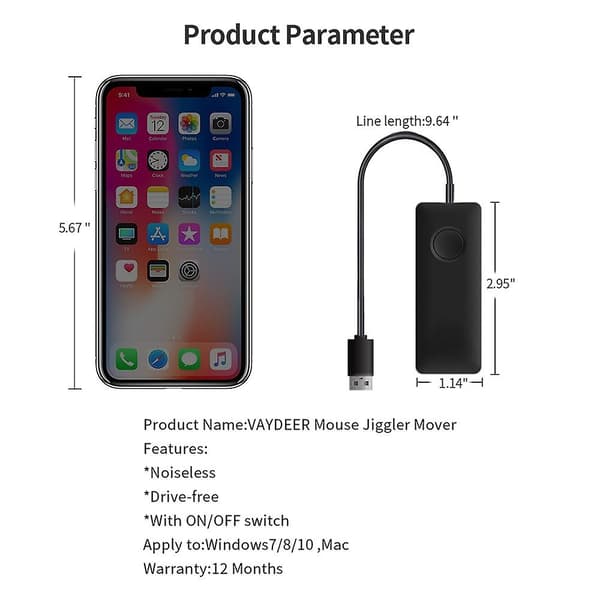 Mus Jiggler Mover USB port Drive-fri med switch