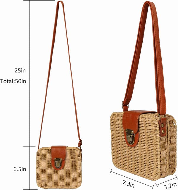Axelväskor Halmväska Cross Body Summer Beach Purse Small Woven