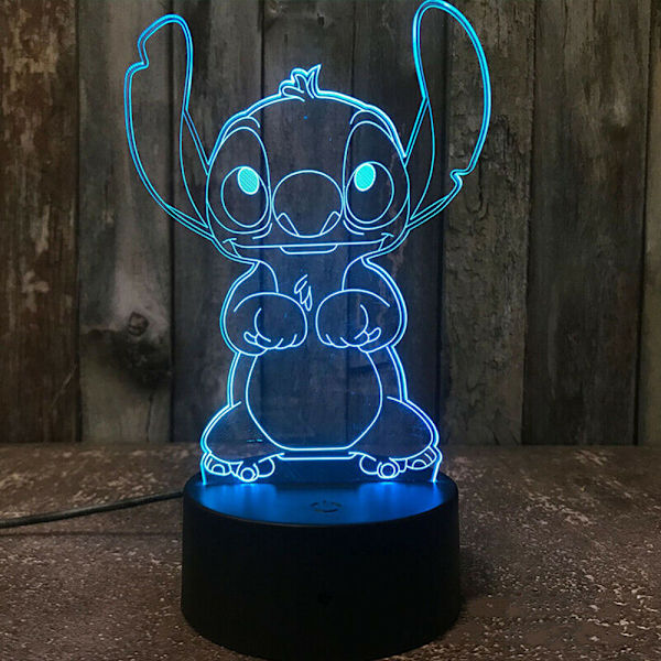 3D Cartoon Stitch Nattljus 7 Färgbyte LED-lampa Touch