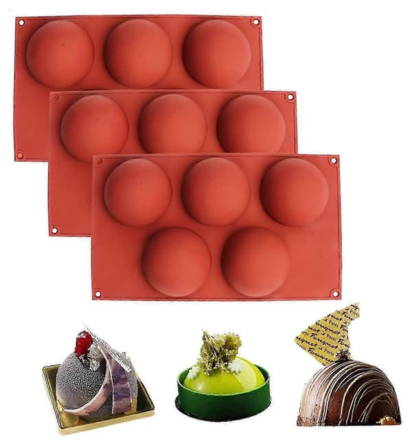 Sett med 3 silikonformer for pudding, gelé, godteri og sjokolade