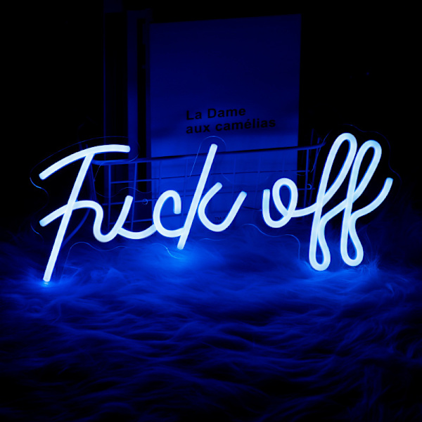 Fuck Off Neonskylt Blå Ord LED Neon Väggljusskyltar Akryl US