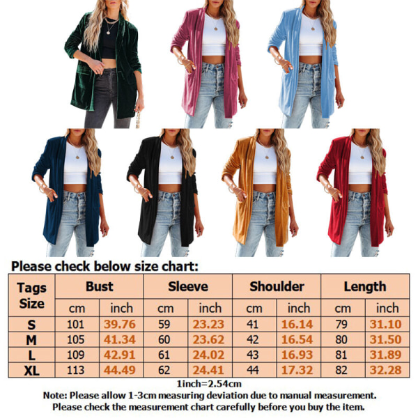 Långärmad dam i enfärgade ytterkläder med fickor Cardigan Blackish Green XL