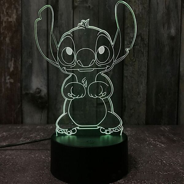 3D Cartoon Stitch Nattljus 7 Färgbyte LED-lampa Touch