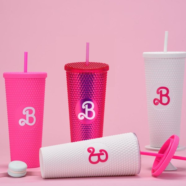 Barbie Dubbade Tumbler Mode Barbie Rosa Akryl Vattenkopp Wit pink one size