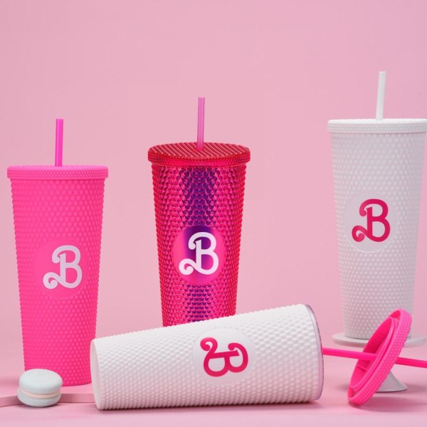 Barbie Dubbade Tumbler Mode Barbie Rosa Akryl Vattenkopp Wit white+pink 700ml