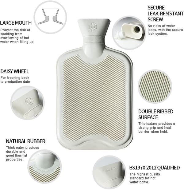 Varmvattenpåse med Bear Soft Cover för sovsäck (1L, Grå)