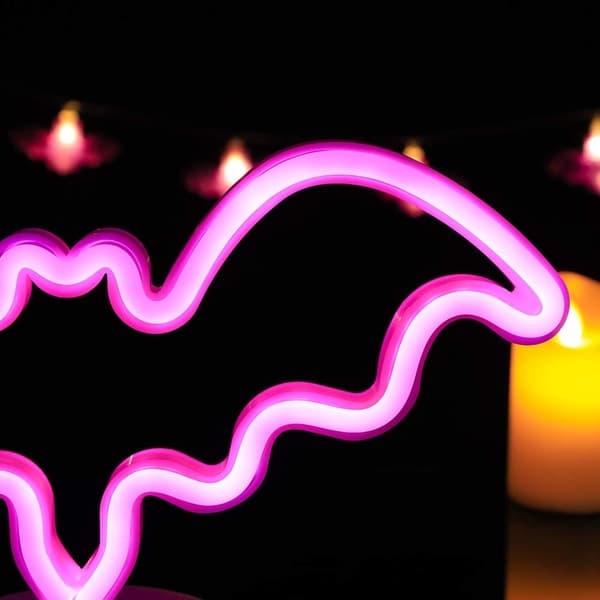 Rosa fladdermus Halloween Decoration Night Light, Batteri USB Dual