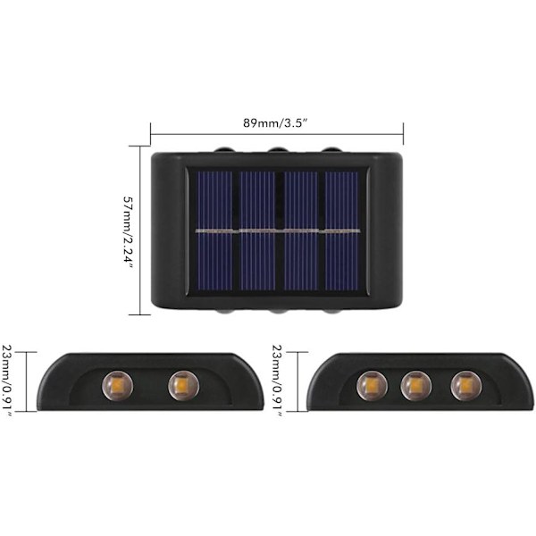 2 st Solar Vägglampor Outdoor, Solar Garden Lights Outdoor, Out