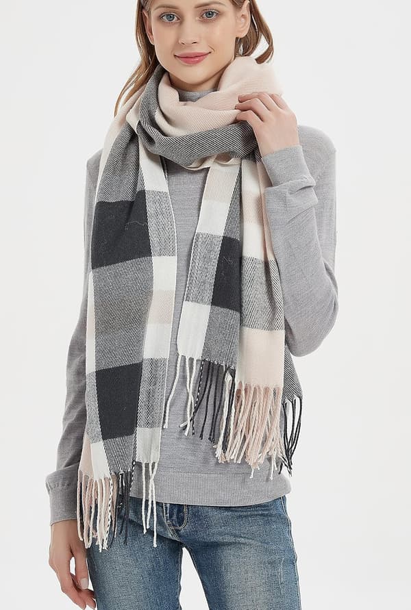 Damemode langt sjal Big Grid Winter Warm Lattice Large Scarf