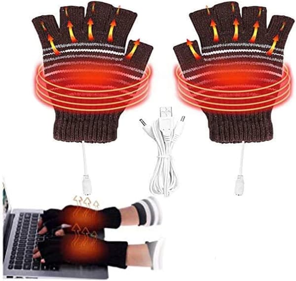 1 par genopladelige elektriske handsker - Sort, USB-opvarmede handsker