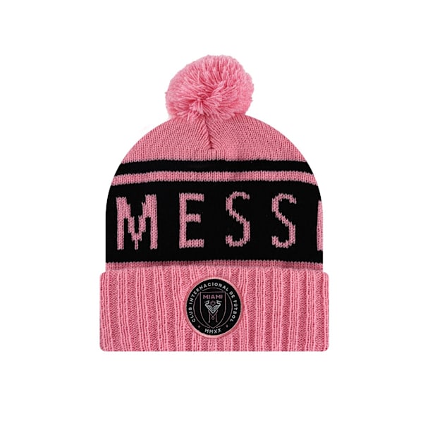 Strikket fodboldklub-hue, kuldebeskyttende og varm uldhue til efterår og vinter rosa pink qd pink Messi miami