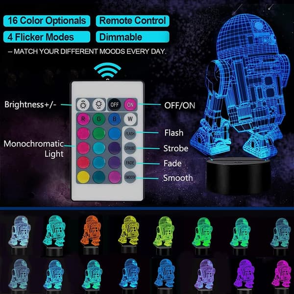 3D LED Star Wars Nattlys, 3D Illusjonslampe Tre Mønstre