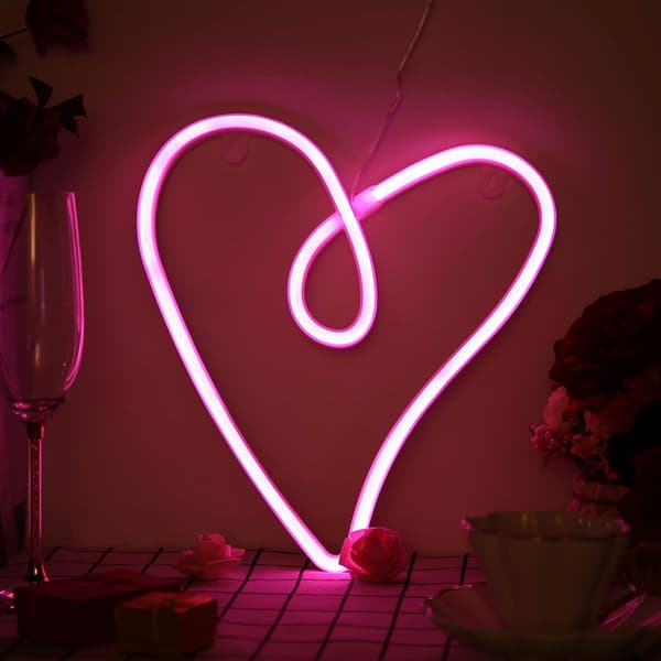 Kærlighedshjerte neonlys Valentinsdag natlamper hjerteformede neonskilte