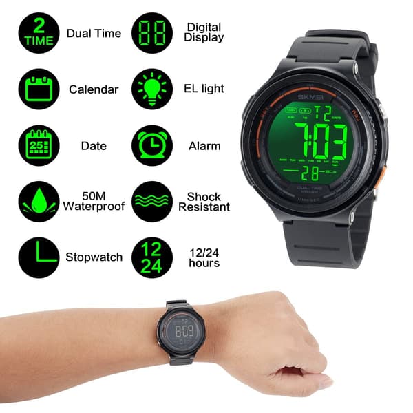 Smart digital vattentät watch för barn, 50M (svart)