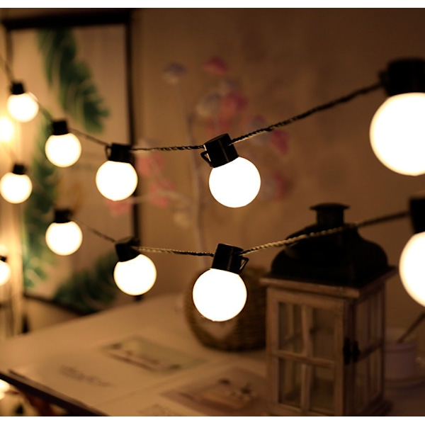 1 stk. dekorative lyskæder, 20 LED-kugler til bryllupsfest, ferie, have, gårdhave, værelse (hvid)